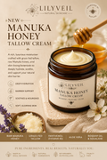 LILYVEIL
MANUKA HONEY
TALLOW CREAM

Deep Hydration • Barrier Support • Radiant Glow